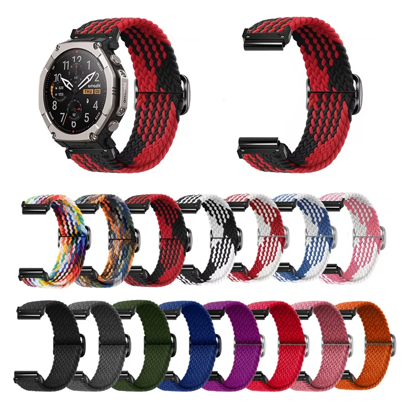 26mm Woven Nylon Strap for Garmin Fenix 8 51mm / 7X / 6X Pro / 5X Plus Elastic Braided Watch Band - Orange