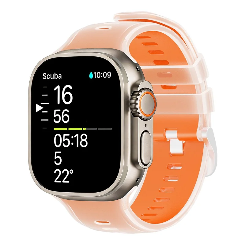 Correa de Reloj de Gelatina para Apple Watch Ultra 3 2 1 49mm / Serie 11 10 46mm / 9 8 7 45mm / SE3 SE2 SE 6 5 4 44mm / 3 2 1 42mm, Correa Deportiva de Silicona de Doble Color - Naranja Transparente