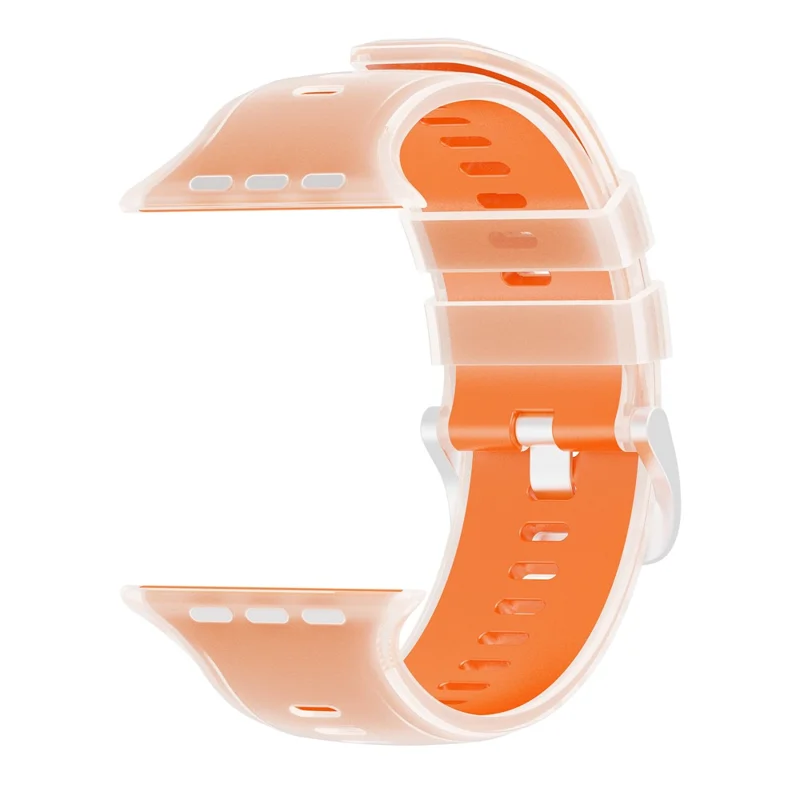 Correa de Reloj de Gelatina para Apple Watch Ultra 3 2 1 49mm / Serie 11 10 46mm / 9 8 7 45mm / SE3 SE2 SE 6 5 4 44mm / 3 2 1 42mm, Correa Deportiva de Silicona de Doble Color - Naranja Transparente