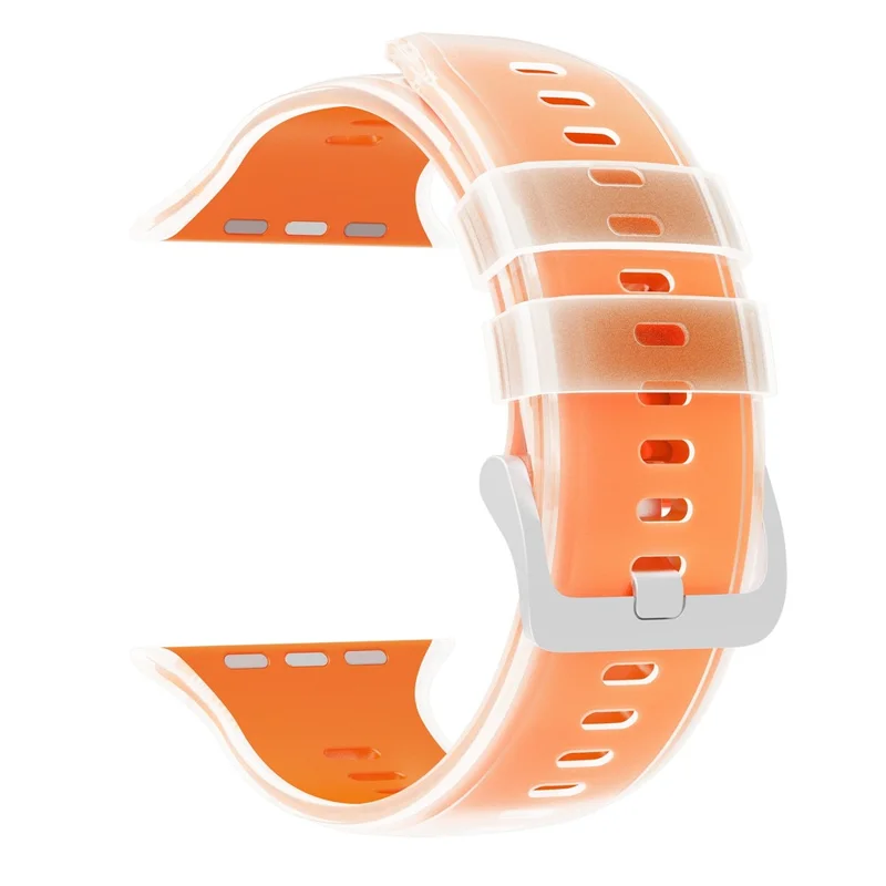 Correa de Reloj de Gelatina para Apple Watch Ultra 3 2 1 49mm / Serie 11 10 46mm / 9 8 7 45mm / SE3 SE2 SE 6 5 4 44mm / 3 2 1 42mm, Correa Deportiva de Silicona de Doble Color - Naranja Transparente