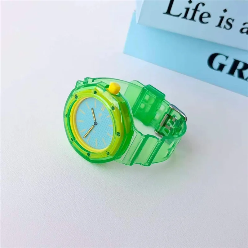 For Swatch Royal Pop Jelly TPU Watch Band Replacement Wristband with Integrated Octagonal Watch Case - Green