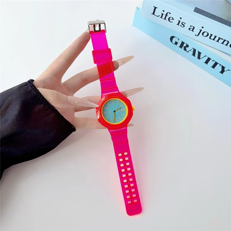 For Swatch Royal Pop Jelly TPU Watch Band Replacement Wristband with Integrated Octagonal Watch Case - Red