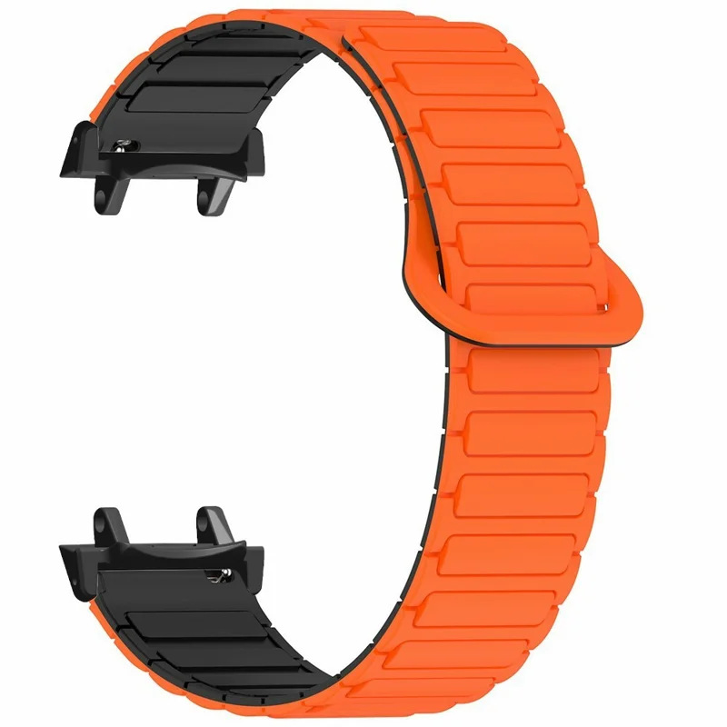 Magnetic Silicone Strap for Huami Amazfit T-Rex 3 Watch Band Replacement Wristband with PC Connector - Orange+Black