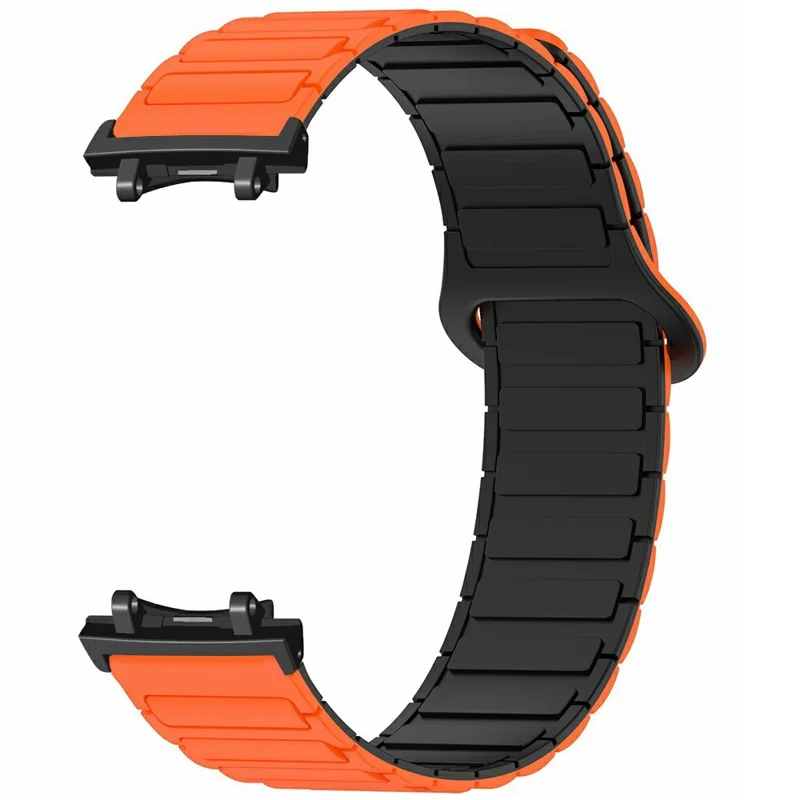Magnetic Silicone Strap for Huami Amazfit T-Rex 3 Watch Band Replacement Wristband with PC Connector - Orange+Black