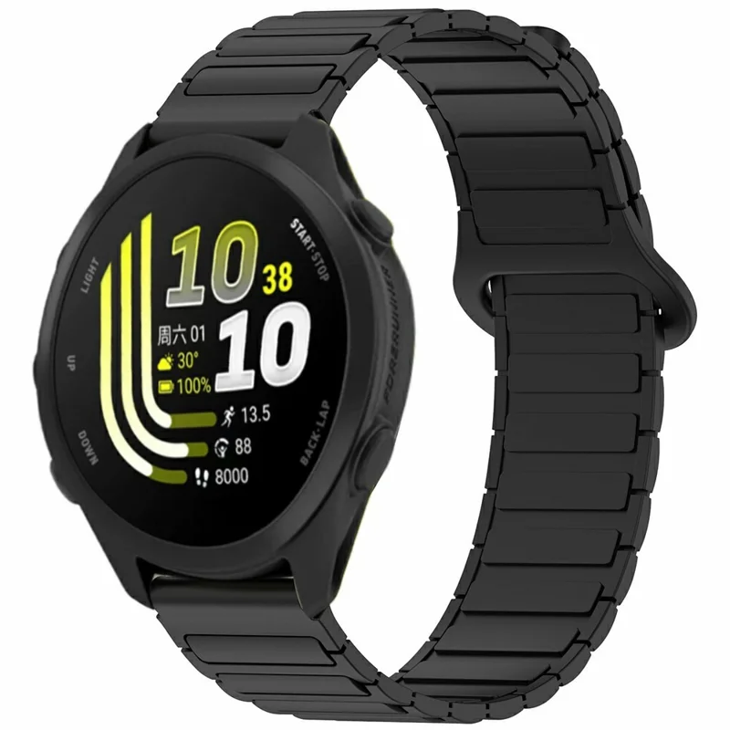Silicone Strap for Garmin Forerunner 170 / 165 / 245 / 645 , 20mm Magnetic Sport Watch Band Replacement Wristband - Black