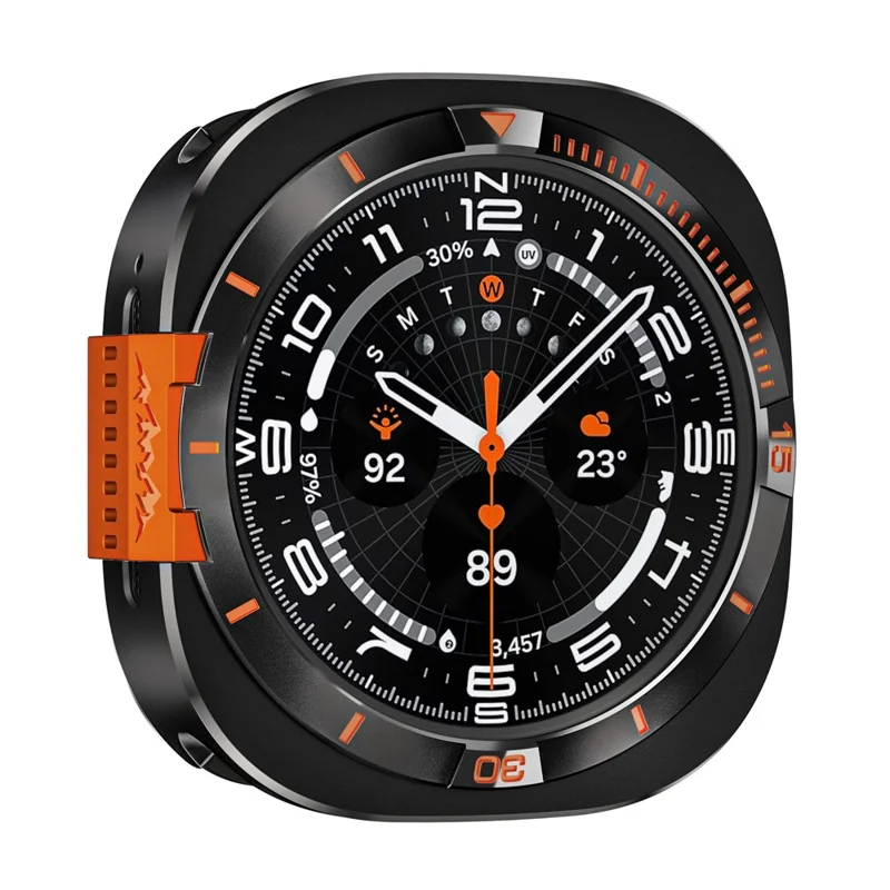 For Samsung Galaxy Watch8 44mm Metal Case Zinc Alloy + PC Protective Watch Frame - Black / Orange