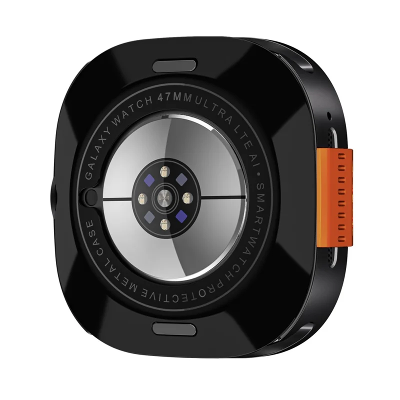 For Samsung Galaxy Watch8 44mm Metal Case Zinc Alloy + PC Protective Watch Frame - Black / Orange