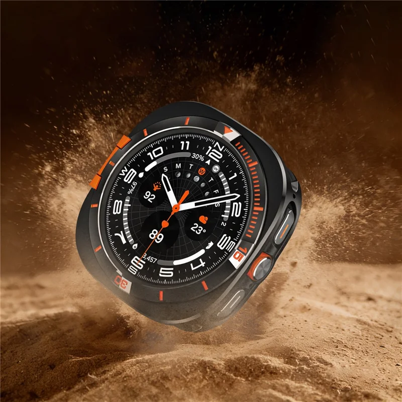 For Samsung Galaxy Watch8 44mm Metal Case Zinc Alloy + PC Protective Watch Frame - Black / Orange