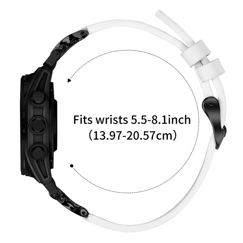 For Garmin Fenix 8 47mm Strap with Black Buckle Rhinestone Connector Genuine Cow Leather Watch Band - White