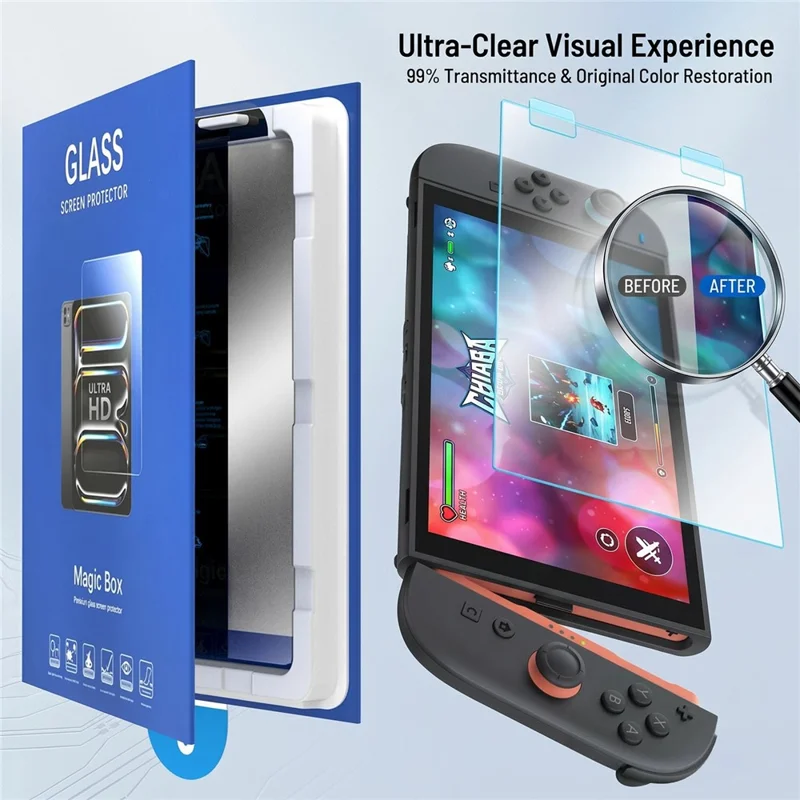 Til Nintendo Switch 2 Skærmværn Ultra Clear Hærdet Glasfilm med støvfri installationsværktøj - Gennemsigtig