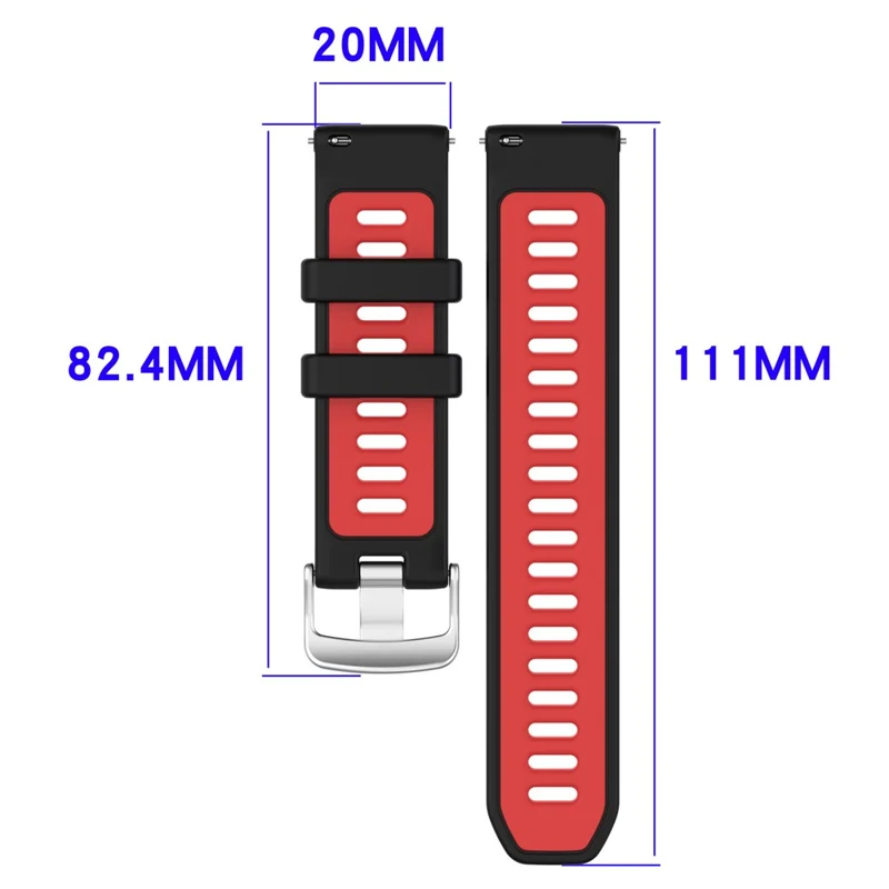 20mm Strap for Garmin Forerunner 170 / Approach S50 / vivoactive 5 Dual Color Silicone Sports Band Replacement Wristband - Black+Lime