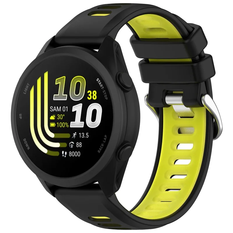 20mm Strap for Garmin Forerunner 170 / Approach S50 / vivoactive 5 Dual Color Silicone Sports Band Replacement Wristband - Black+Lime