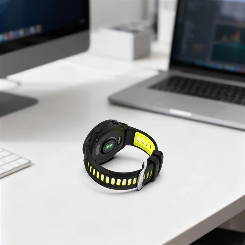 20mm Strap for Garmin Forerunner 170 / Approach S50 / vivoactive 5 Dual Color Silicone Sports Band Replacement Wristband - Black+Lime