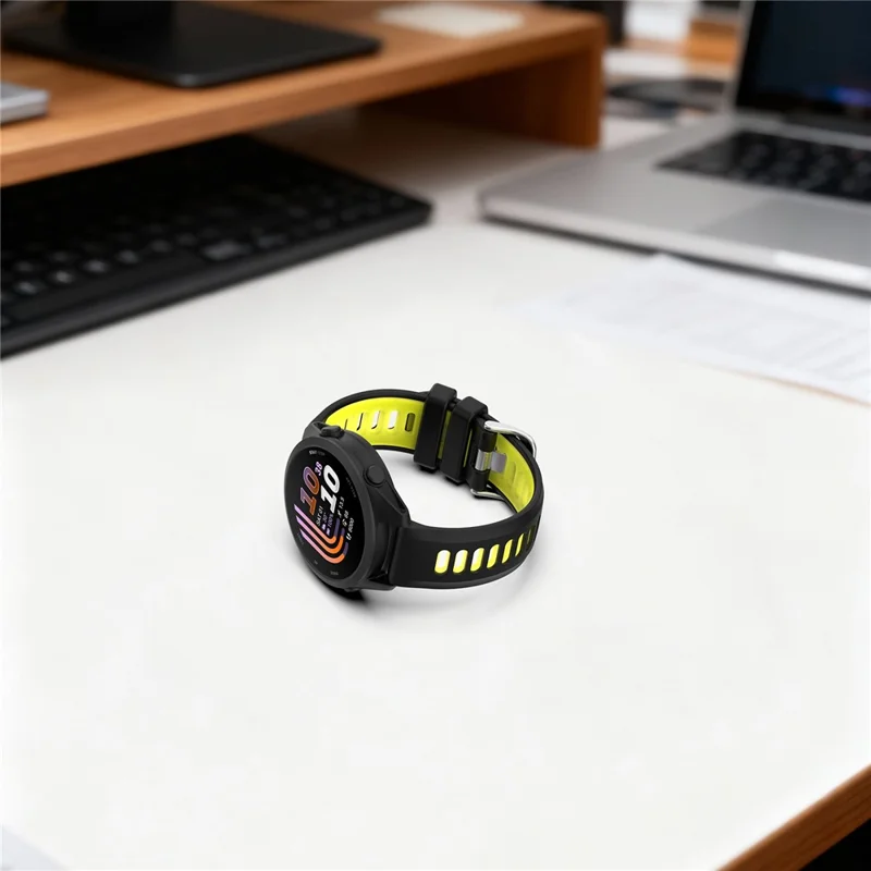 20mm Strap for Garmin Forerunner 170 / Approach S50 / vivoactive 5 Dual Color Silicone Sports Band Replacement Wristband - Black+Lime