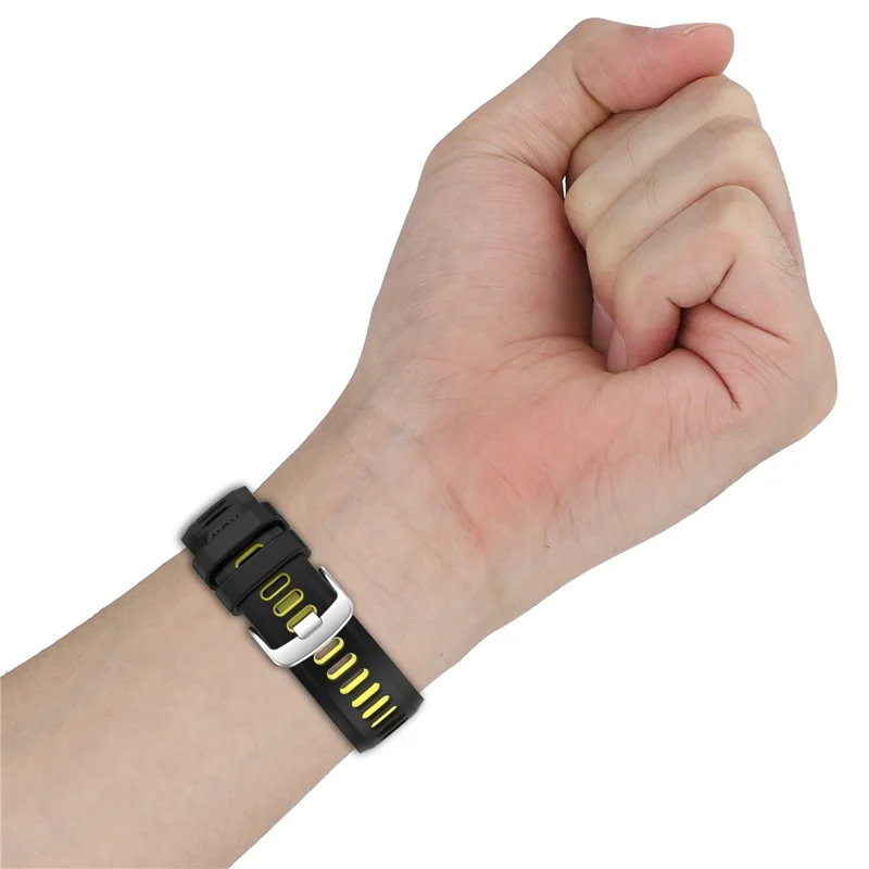 20mm Strap for Garmin Forerunner 170 / Approach S50 / vivoactive 5 Dual Color Silicone Sports Band Replacement Wristband - Black+Lime