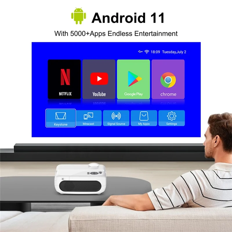 H96 Max PJ-X6 Android 11 Smart Projector 1080P Native 280 ANSI WiFi 6 Bluetooth-compatible 5.4 Home Theater System - EU Plug
