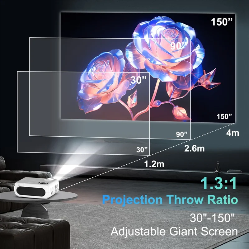 H96 Max PJ-X6 Android 11 Smart Projector 1080P Native 280 ANSI WiFi 6 Bluetooth-compatible 5.4 Home Theater System - EU Plug