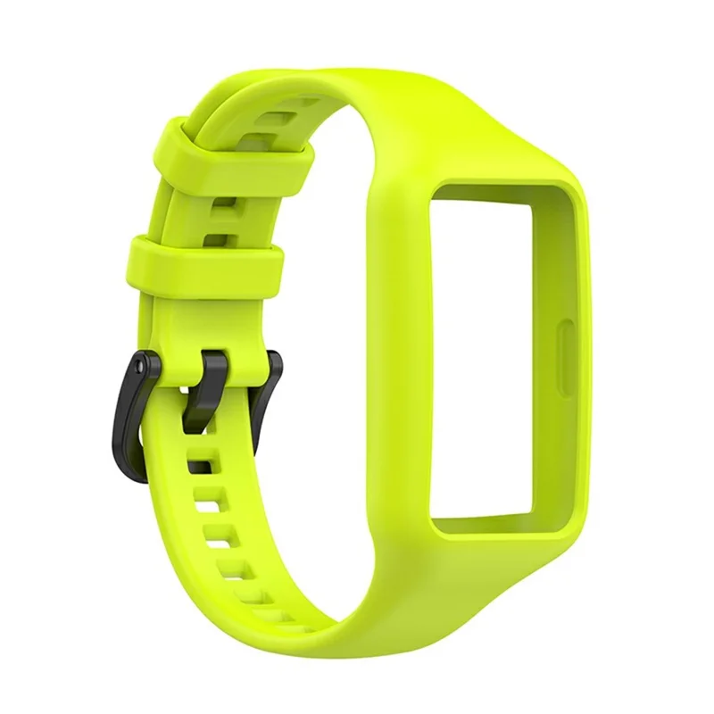 Integrated Soft Silicone Watchband Bracelet Wrist Strap Replacement for Huawei Band 6/Band 7/Honor Band 6 - Lime