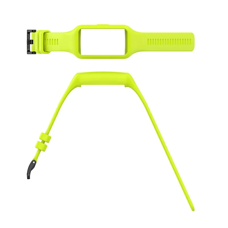 Integrated Soft Silicone Watchband Bracelet Wrist Strap Replacement for Huawei Band 6/Band 7/Honor Band 6 - Lime