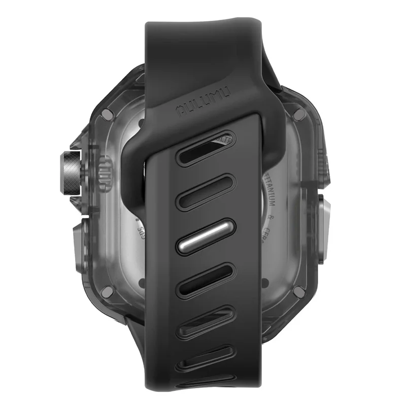 AULUMU A01 Für Apple Watch Ultra 2 49 mm / Ultra 49 mm Fluoroelastomer Armband mit integriertem Carbon + PC-Uhrengehäuse – Schwarz