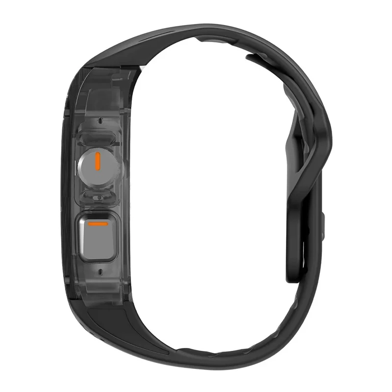 AULUMU A01 Für Apple Watch Ultra 2 49 mm / Ultra 49 mm Fluoroelastomer Armband mit integriertem Carbon + PC-Uhrengehäuse – Schwarz