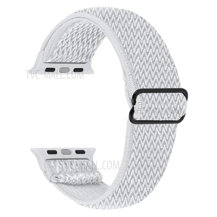 Braided Nylon Adjustable Watch Band Replacement Bracelet Strap for Apple Watch Ultra 49mm / Series 8 45mm / 7 45mm / 1 / 2 / 3 42mm 4 / 5 / 6 / SE / SE (2022) 44mm - White
