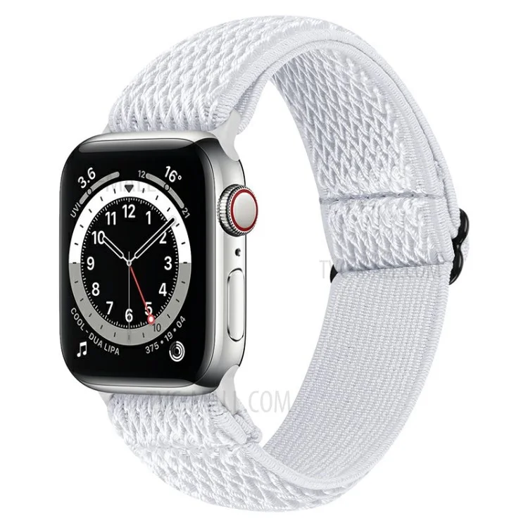 Braided Nylon Adjustable Watch Band Replacement Bracelet Strap for Apple Watch Ultra 49mm / Series 8 45mm / 7 45mm / 1 / 2 / 3 42mm 4 / 5 / 6 / SE / SE (2022) 44mm - White