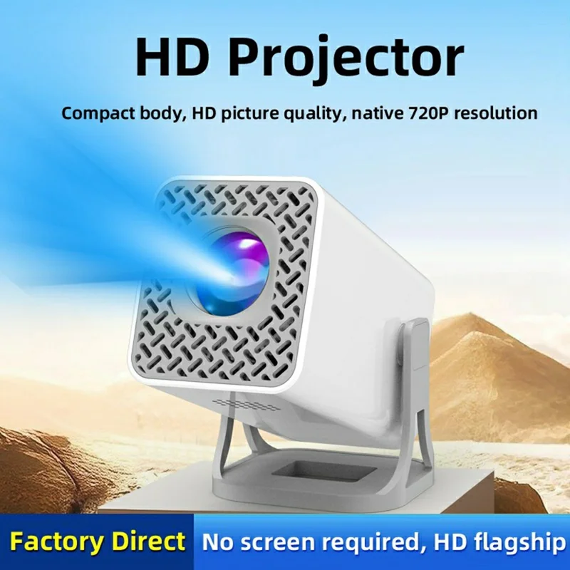 P40 Smart Projector Native 720P HD Portable Mini Projector 5G WiFi Wireless Screen Mirroring Home Theater - White  /  EU Plug
