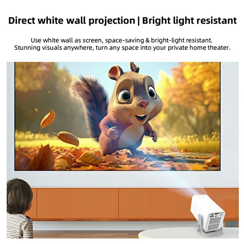 P40 Smart Projector Native 720P HD Portable Mini Projector 5G WiFi Wireless Screen Mirroring Home Theater - White  /  EU Plug