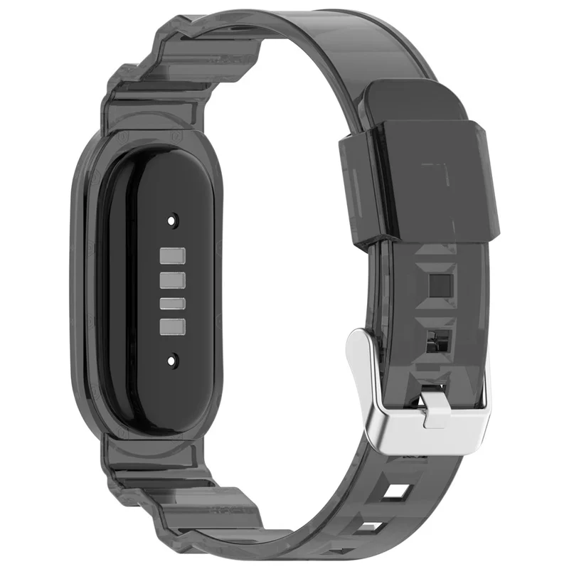 For Google Fitbit Air Transparent Watch Strap Clear TPU Watch Band with Integrated Watch Case - Transparent Black