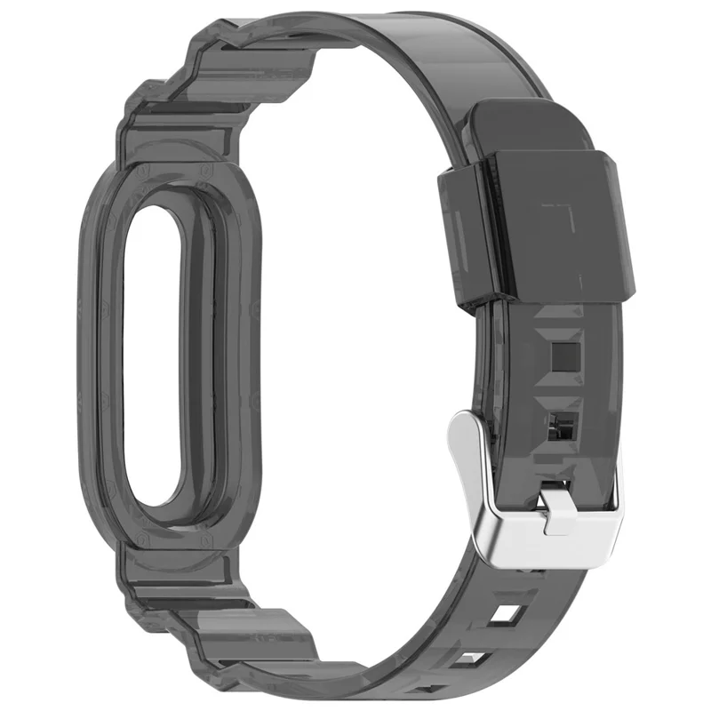 For Google Fitbit Air Transparent Watch Strap Clear TPU Watch Band with Integrated Watch Case - Transparent Black