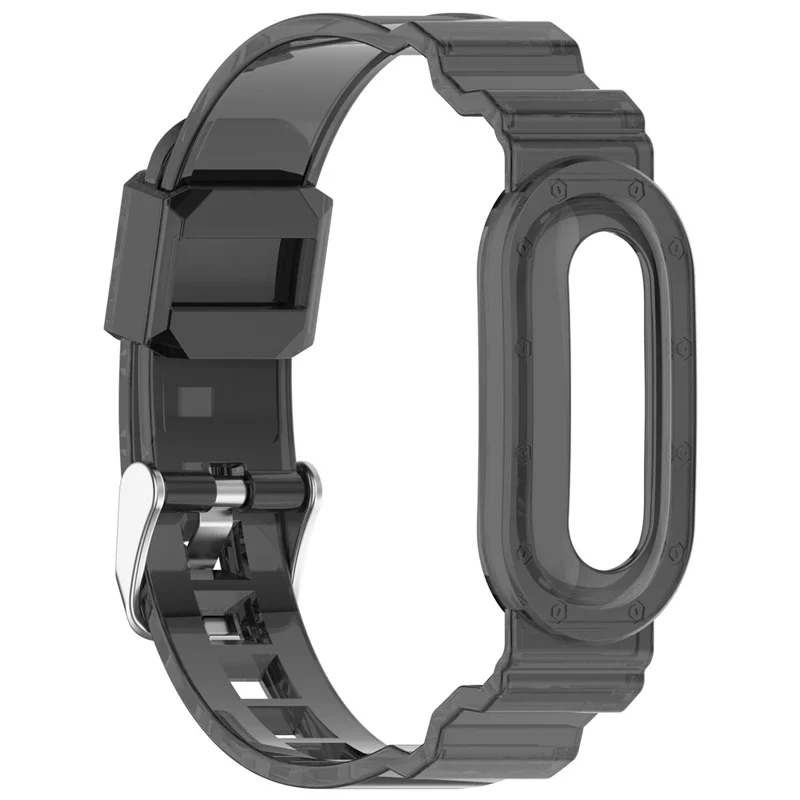 For Google Fitbit Air Transparent Watch Strap Clear TPU Watch Band with Integrated Watch Case - Transparent Black