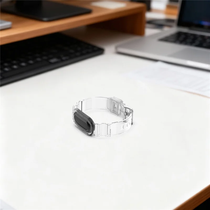 For Google Fitbit Air Transparent Watch Strap Clear TPU Watch Band with Integrated Watch Case - Transparent Black