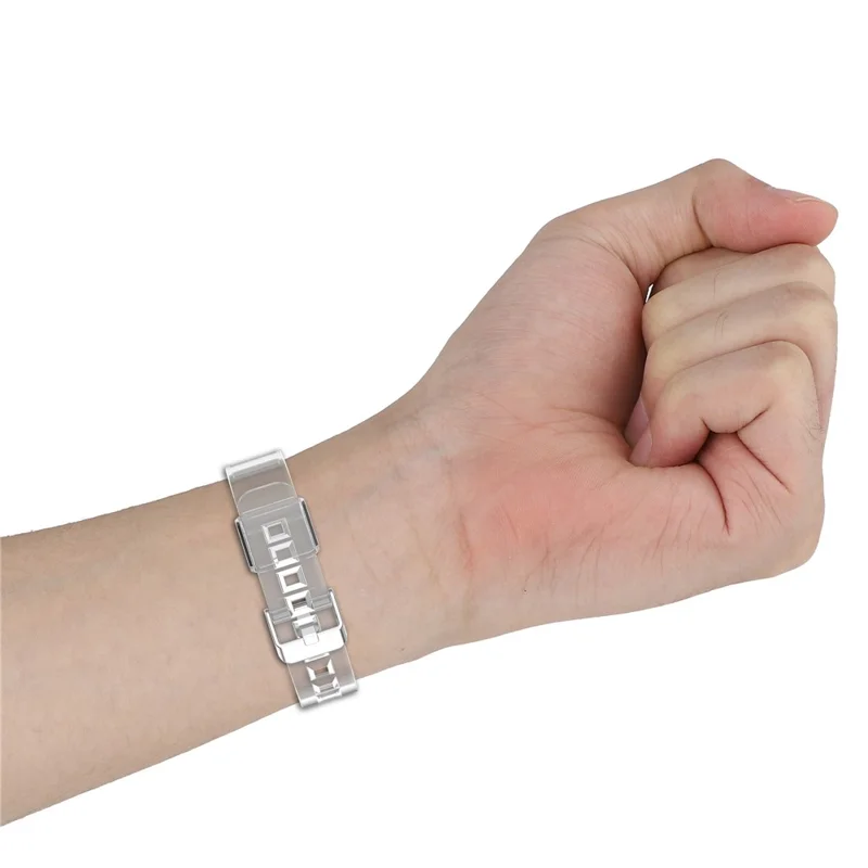 For Google Fitbit Air Transparent Watch Strap Clear TPU Watch Band with Integrated Watch Case - Transparent Black