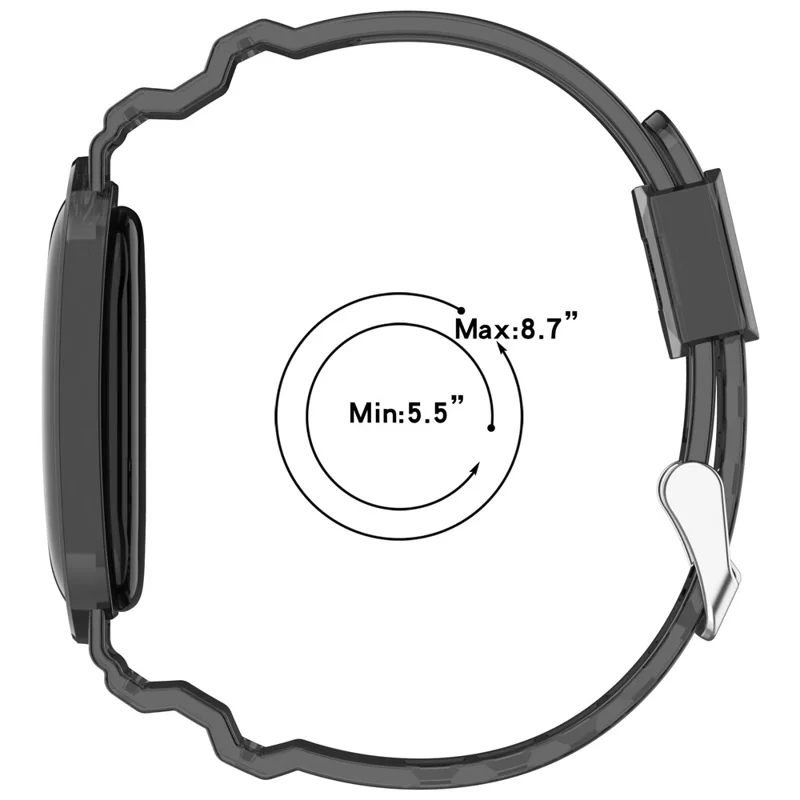 For Google Fitbit Air Transparent Watch Strap Clear TPU Watch Band with Integrated Watch Case - Transparent Black