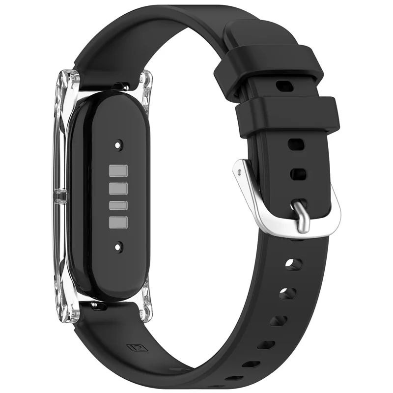 For Google Fitbit Air Adjustable Watchband TPU Strap with Transparent Watch Case - Black