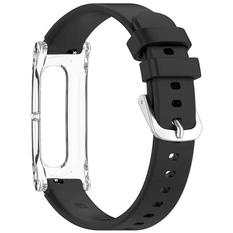 For Google Fitbit Air Adjustable Watchband TPU Strap with Transparent Watch Case - Black