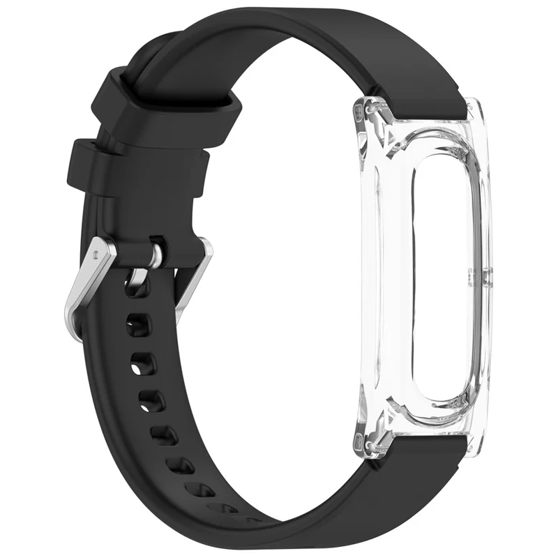 For Google Fitbit Air Adjustable Watchband TPU Strap with Transparent Watch Case - Black