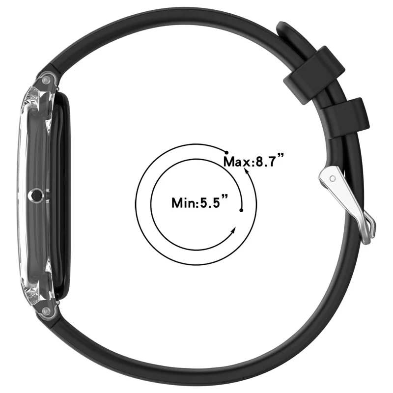 For Google Fitbit Air Adjustable Watchband TPU Strap with Transparent Watch Case - Black