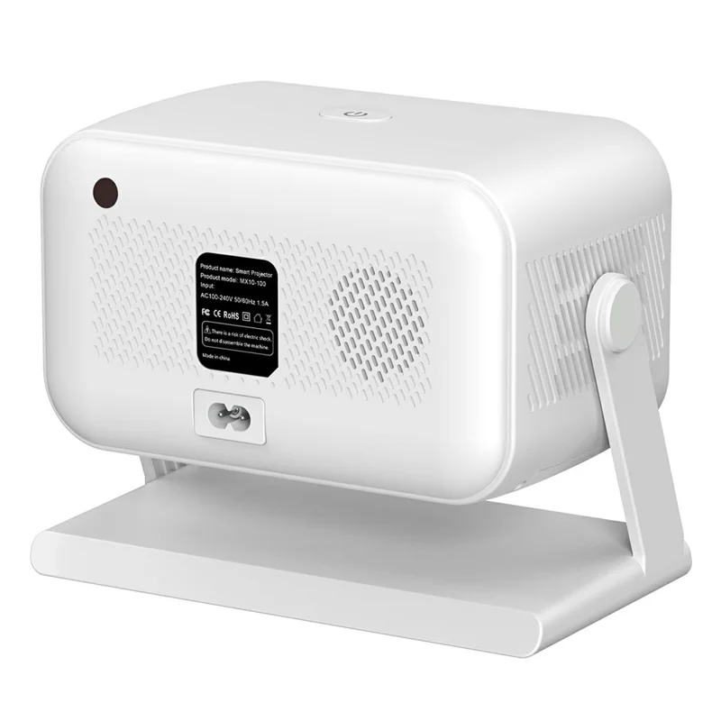 MX10 Mini Projector 4K 1080P 400 ANSI Lumens Bluetooth-compatible WiFi 6 Electric Auto Focus Portable Projector for Home Theater - White  /  EU Plug