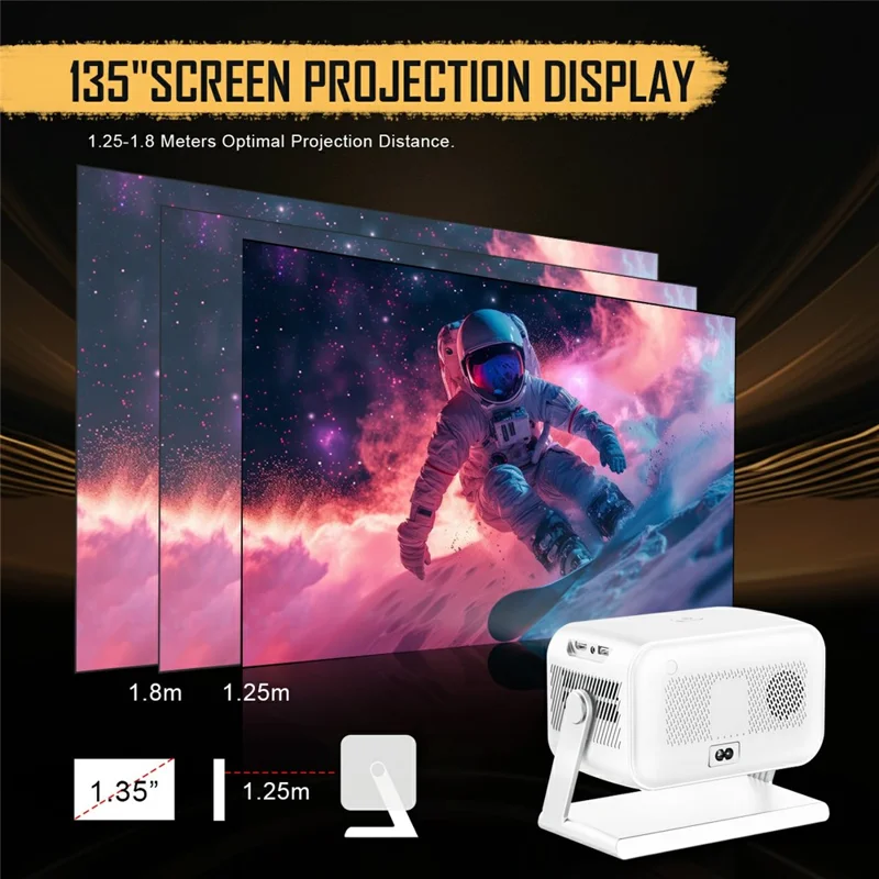 MX10 Mini Projector 4K 1080P 400 ANSI Lumens Bluetooth-compatible WiFi 6 Electric Auto Focus Portable Projector for Home Theater - White  /  EU Plug