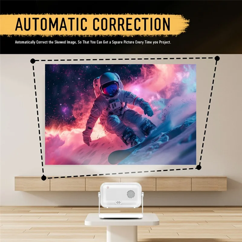 MX10 Mini Projector 4K 1080P 400 ANSI Lumens Bluetooth-compatible WiFi 6 Electric Auto Focus Portable Projector for Home Theater - White  /  EU Plug