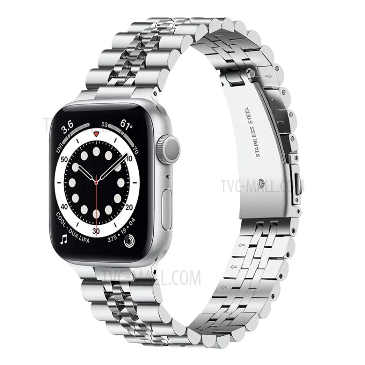 Five Beads Stainless Steel Watch Band Replacement Wrist Strap for Apple Watch Series 10 42mm / 9 8 7 41mm / 6 5 4 SE SE (2022) SE (2023) 40mm / 3 2 1 38mm - Silver