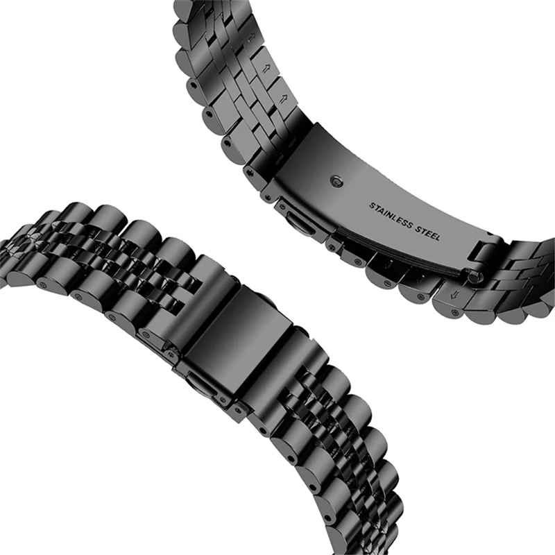 Five Beads Stainless Steel Watch Band Replacement Wrist Strap for Apple Watch Series 11 10 42mm / 9 8 7 41mm / SE3 SE2 SE 6 5 4 40mm / 3 2 1 38mm - Black