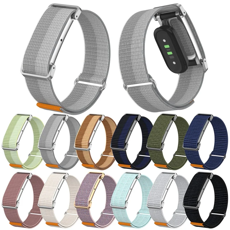 Banda de Nailon Ajustable para Google Fitbit Air, Correa de Repuesto con Cierre de Velcro y Funda Protectora de Metal - Verde Menta