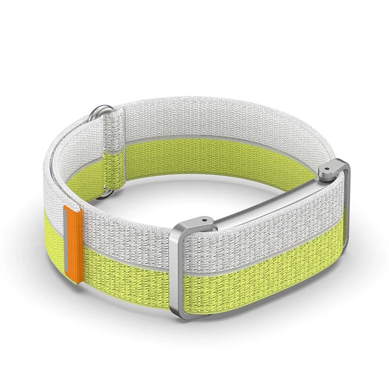 Correa de bucle deportivo de nailon transpirable con cierre de hebilla mágica y funda protectora de metal para Google Fitbit Air Band - Amarillo