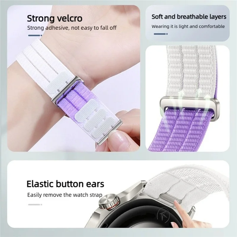 For Huawei Watch GT Runner 2 Band Magic Tape Quick Release 22mm Nylon Loop Breathable Watch Strap - Dawn Orange