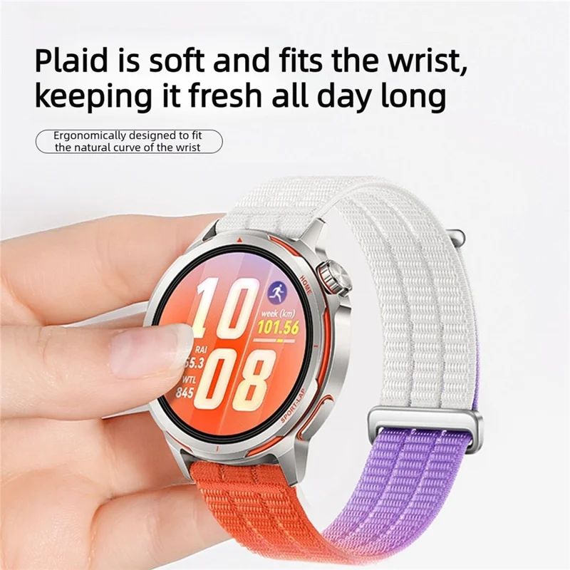 For Huawei Watch GT Runner 2 Band Magic Tape Quick Release 22mm Nylon Loop Breathable Watch Strap - Dawn Orange