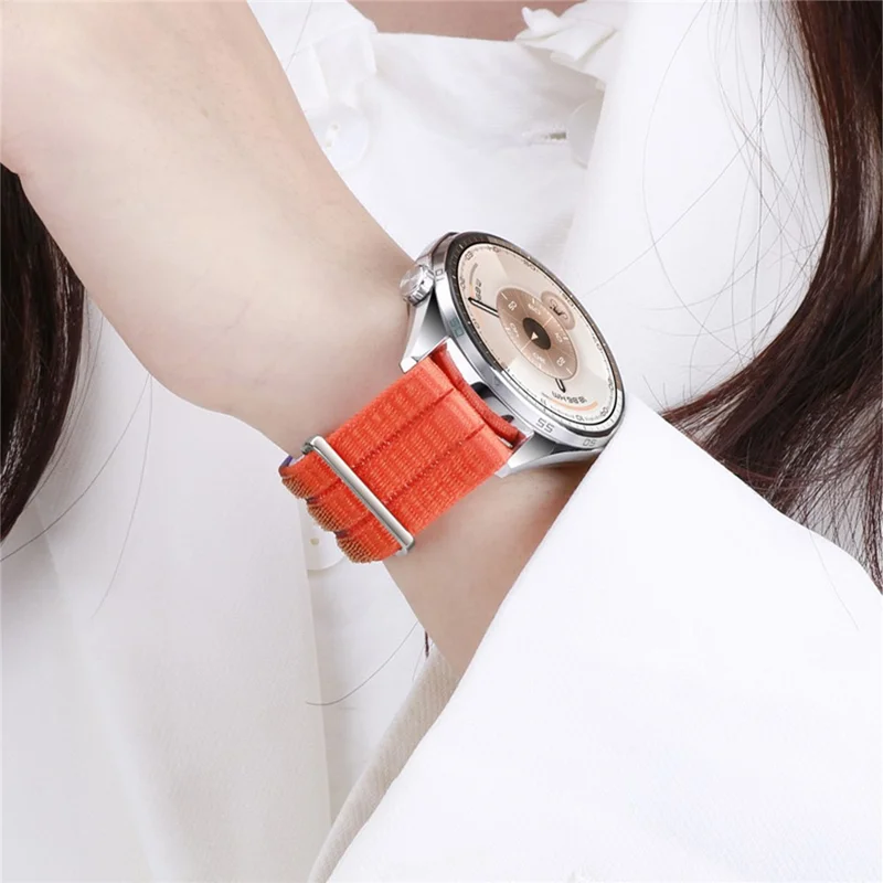 For Huawei Watch GT Runner 2 Band Magic Tape Quick Release 22mm Nylon Loop Breathable Watch Strap - Dawn Orange