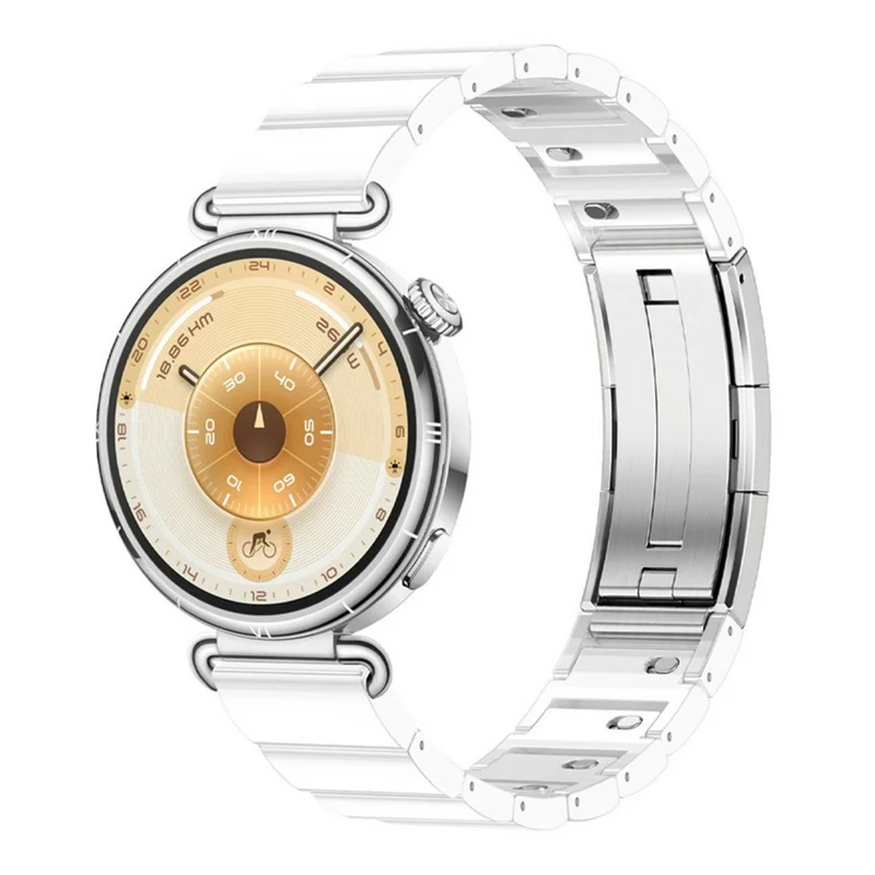 18mm Ceramic-like Watch Band for Huawei Watch GT 6 41mm / GT 5 41mm / GT 4 41mm One Bead Adjustable Strap - White